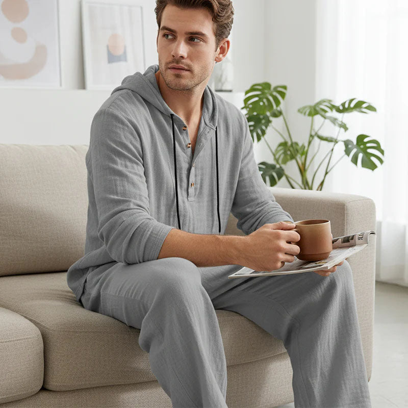 📢📢60% OFF !!!Men's Hooded Casual Loose Top & Pants 2-Piece Set