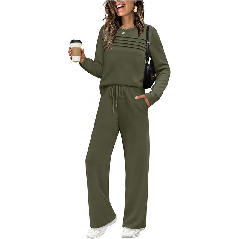 🎁2026 New Arrivals 50% OFF💥Women's Crew Neck Top & Drawstring Pants Set